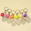 hot 6 color Mini Tennis Keychain Sports Style Key Chains metal Keychains Car Keyring Kids Toy Novel Birthday Gift Party SuppliesT2C5187