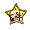 LED lumière bricolage bois Chalet noël en bois étoile cadre rond lampe lumineux arbre de noël ornement suspendus pendentif ornements