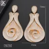 Godki Luxury Flower Statement Big Dangle Earring for Women Wedding Cubic Zircon CZ Indian Gold Bridal Earrings Fashion Jewelry J193859742