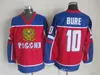 2002 Team Russia Hockey Maglie Retro 8 ALEXANDER OVECHKIN 10 PAVEL BURE 91 SERGEI FEDOROV 27 ALEX KOVALEV 8 IGOR LARIONOV Rosso