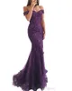 2019 Fuera del hombro Sirena Vestidos de noche largos Apliques de tul Con cuentas Vestidos de noche formales por encargo Ropa de fiesta de graduación66129233137433