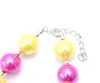 Fashion Yellow+Hot Pink Color Kid Chunky Necklace Designable Children Bubblegum Bead Chunky Necklace Jewelry For Toddler Girls