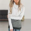 Women Patchwork Hoodies Tops Long Sleeve Drawstring Hooded Pullover Sweatshirt outwear coat Autumn Winter plain hoodie LJJA3075