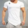 Yaz Moda Marka T Gömlek Erkek Spor Salonları Giyim V Boyun Kısa Kollu Slim Fit T Gömlek Ftiness Erkekler Sıkıştırma Tişört Homme Güzel