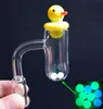 DHL New 4mm Thick Flat Top XL Round Bottom Quartz Banger Nail & Colored Glass Duck Carb Cap Terp Pearl Insert For Glass Bongs