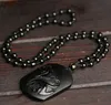 Colgante de tótem de lobo de obsidiana mexicana Natural, joyería de cristal para hombres y mujeres, colgante de cabeza de lobo para hombres dominantes