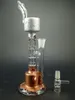 Unique Glass Water Pipes Bong Hookahs 3Layer Honeycomb Filters Tobacco Oil Dab Rigs 10.6Inch Gold Base Silver Heady Smoking