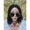 180 densité courte crépus torsion noir brun enterrer afro-américain Crochet tresses synthétique tressage dentelle avant perruque avec des cheveux de bébé