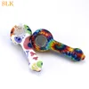 4.23" mini water pipes smokeshop hot selling glass bongs with patterns glass bowl silicone smoking pipes for smoking tobacco