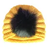 Cappello di lana caldo invernale per bambini con palla di pelo Cappelli lavorati a maglia per bambini Berretti per bambini morbidi e caldi Berretto antivento stile Todder per paraorecchie per bambini