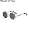 Luxury-Vidano 옵티컬 라운드 메탈 선글라스 Steampunk 남성 여성 New Fashion 안경 럭셔리 디자이너 Retro Vintage Sunglasses UV400