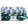 2020 Hot sale Men's bracelet DIY scripture cross green crystal Braid wax rope Beading Combination suit Bracelet 3styles/1set