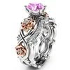 Cristal Cubique Zironia cluster Anneaux Fleur Conception Bague De Fiançailles De Mariage couple Mode Bijoux Cadeau pour les Femmes