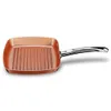 Non-stick Copper Frying Square Grill Pan Skillet with Ceramic Coating Induction Cooker Safe
