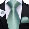 2020 Green Teal Slipsar för män Hanky ​​Manschettknappar Set 17 Stilar Slips för Man Business Wedding Party Mens Slipsar Ny ankomst