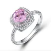 Choucong New Arrival Stunning Luxury Jewelry Real 925 Sterling Silver Round Cut Pink Topaz CZ Diamond Gemstone Wedding Bridal Ring for Women