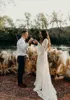 Robes de mariée en dentelle bohème de haute qualité, ligne A évasée à manches longues, robes de mariée de campagne et de jardin, grande taille sur mesure