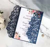 Carte d'invitation de mariage découpée au laser Rose créative Invitations de mariage brillantes bricolage pour cartes d'invitation douces d'anniversaire Quinceanera8751723