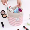 Women Cosmetic Bag Barrel Shaped Makeup Bag Oxford Cylinder Drawstring Travel Storage Bags Cartoon Cactus Flamingo Flower 9 Colors D1201