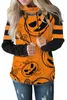 Halloween Citrouille À Capuche Thumbhole Manches Longues Varsity Stripe Cordon Double Sweats À Capuche Pulls Tops Taille: M L XL XXL DLM252766