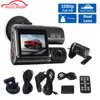 Livraison gratuite Caméra DVR de voiture à double objectif I1000 Full HD 1080P 2.0 "LCD Dash Cam + 8 IR LED Light Night Vision H.264 Enregistreur vidéo à objectif rotatif