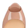 2017 Classique Marque Rouge Bas Talons Hauts Plateforme Pompes À Chaussures Nude / Noir En Cuir Verni Peep-toe Femmes Robe Sandales De Mariage Chaussures taille 34-45