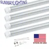 T8 Integrated 8 Feet 72 Watt V Shaped LED Tubes Shop Lights 6000K Clear Lens Plug and Play Tube Light for Cooler Freezer