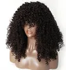 Mongolian Afro kinky curly hd front human hair wigs with bang fringe 180% Density pre plucked 360 lace frontal wig 22inch diva1