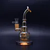 9 inch cake design glass bong Metallic color tinted glass water pipe dab rigs new gift recycler for sale