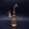 Bong en verre de conception de gâteau de 9 pouces couleur métallique conduite d'eau en verre teinté dab rigs nouveau recycleur de cadeau à vendre