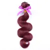 Top Grade VIP Beauty Hair Billiga 99J Virgin Brasilian Body Wave Hair Extension 3pCs Vin Röd 99J Hår Burgundy Weave 8-32INCH 100G / PS