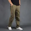 Kombinezony Mężczyźni Spodnie Cargo Męskie Luźne Wojska Taktyczna Męska Znosić Proste Multi-Pocket Spodnie Pantalon Homme