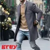 2019 Men Wool Coat Winter Trench Coat Outwear Overcoat Long Sleeve Button Up Jacket Peacoat Long Overcoat Tops CJ191212