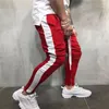 Mens Corredor Calças Slim Fit Hip Hop Sweatpants Streetwear Contraste Cor Moda Men Calças de Treino Ginásios Inferior de Fitness