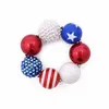 Girls Independence Day bead necklace 2pc set beaded necklace+bracelet stars and striped glitter patterns kids arylic jewelry sets