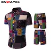 Envayel 2019 Spring New National Stosowców Spodenki Mężczyźni Zestaw Plaża Styl Narodowy Drukuj Dorywczo Koszula Z Długim Rękawem Dres Suit Male
