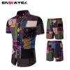 Enwayel 2019 primavera National National Stshirts Short Homens Conjunto de Praia Estilo Nacional Impressão Casual Camisa de Manga Longa Tracksuit Terno Masculino