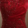 Dark Red Sheath Evening Dresses For Women Formal Pearls Applique Beaded Sequin Pleats Mother Of The Bride Special Occasion Dress Robes Cheap