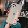 Funda de teléfono con correa de muñeca a prueba de golpes para iPhone 11 Pro Max XR XS Max 6 6S 7 8 Plus X funda trasera suave de TPU Color caramelo regalo