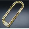 2 cm Hip Hop Collier Or Couleur Glacé Cristal Miami Chaîne Cubaine Or Argent Hommes Collier Bracelet Ensemble Hip Hop Roi Nouveau