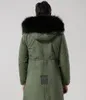 7 colori Uomo cappotti da neve nero pelliccia di procione con cappuccio felpa antivento marca Meifeng fodera in pelliccia di coniglio nero verde militare tela lungo parka