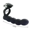 Strap on Anal Beads Pene Anello vibrante Doppia penetrazione Strapon Dildo G spot Vibratori Butt plug in silicone Giocattoli del sesso per uomo Y191218