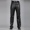 Men's Pants Casual Men Genuine Leather Winter Streetwear Korean Fashion Fleece Lining Trousers Motorcycle Sheepskin Straight Warm Male1