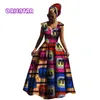 فساتين الفساتين الأفريقية للنساء الملابس الإفريقية التقليدية 2019 كبيرة البرج الخصر بلا أكمام لباس النساء طباعة فستان طويل WY2843
