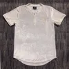 الرجال الصيف الحرير siksilk المخملية القماش t-شيرت الورك -hop غير النظامية قطع سستة تي شيرت الأعلى الرجال الطية الطية T-شيرت مع M-2XL