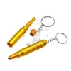 Gold Small Bullet Shape Smoking Pipe With Key Chain Creative Brass Tobacco Herb Pipe Metal Disguise Herbal Smoking Water Pipe Acce1828138