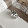 New Vintage Style 925 Sterling Silver Leaf Open Rings For Women Retro Wide Open Statement Ring Fine Jewelry