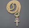 Mens iced Out Egyptian Ankh Key Pendant Necklace 18K Gold Plated Hip Hop Rhinestones Crystal Tennis Chain Hip Hop Jewelry Necklace4260680