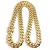 Stainless Steel Jewelry 18K Gold Plated High Polished Miami Cuban Link Necklace Men Punk 14mm Curb Chain Dragon-Beard Clasp 24&quo2548