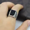 Shunxunze Fashion Engagement Wedding Black Agate 925 Sterling Silver Finger Rings Accesories for Men S-3810 Size 7 8 9 10 248O